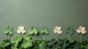 Biophilic interior design color palette featuring clover plants photo