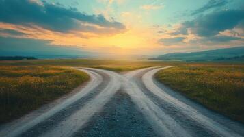 concept of decision making at the crossroads. life path. photo