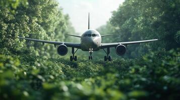sustainable aviation fuel concept. flight without emissions. photo