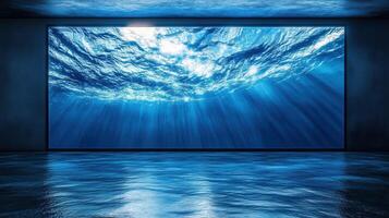 Abstract Ocean Scene on Digital Display with Water Reflection photo