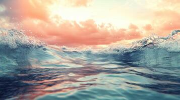 Abstract Ocean Scene on Digital Display with Water Reflection photo