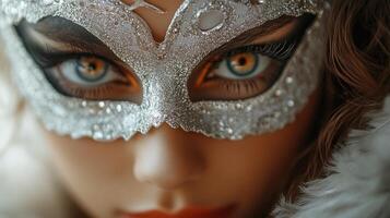 A portret of a woman in mask halloween photo
