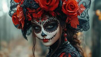 A portret of a woman in mask halloween photo
