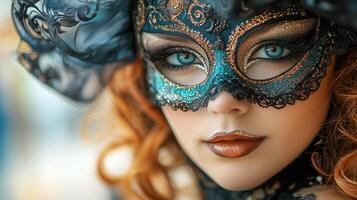 A portret of a woman in mask halloween photo