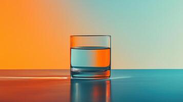 Glass of water on the table against a gradient background photo