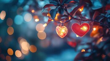 heart shaped lights with bokeh background photo
