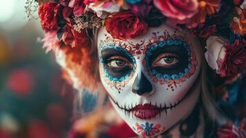 Mesmerizing Sugar Skull Makeup Beauty in Contrast photo