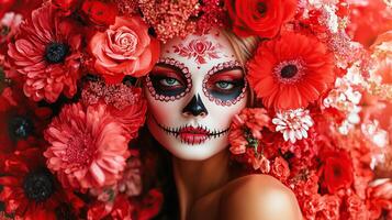 Mesmerizing Sugar Skull Makeup Beauty in Contrast photo