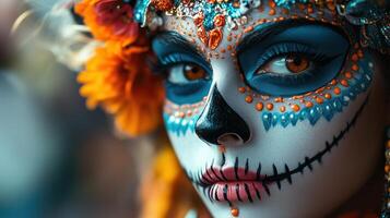 Mesmerizing Sugar Skull Makeup Beauty in Contrast photo