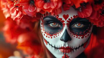 Mesmerizing Sugar Skull Makeup Beauty in Contrast photo