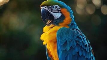 Vibrant Exotic Parrot with Colorful Feathers in Dreamy Lighting photo