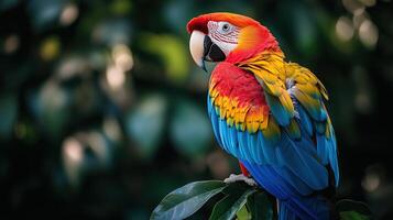 Vibrant Exotic Parrot with Colorful Feathers in Dreamy Lighting photo