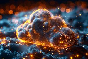 Futuristic Cloud Computing with Glowing Data Network Concept for Technology Innovation photo