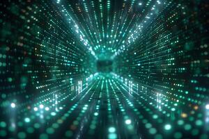 Futuristic Digital Tunnel with Neon Lights for Technology and Innovation Concepts photo