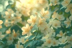 Spring Jasmine Blossoms with Sunlight - Nature Concept for Serenity and Peace photo