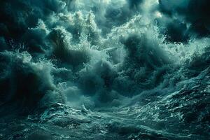 Majestic Ocean Waves and Dramatic Clouds Creating a Stormy Seascape photo