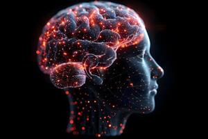 Futuristic Digital Brain with Neural Networks and Glowing Connections for Artificial Intelligence Concept photo