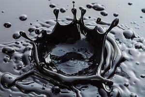 Mesmerizing Splash of Black Ink Capturing Liquid Dynamics for Creative Design photo