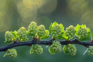 Close-Up of Green Buds with Soft Bokeh Background for Nature Design photo