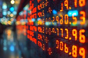Financial Market Data Digital Display with Blurred Background for Investment Analysis photo