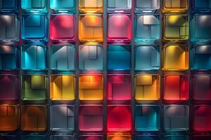 Vibrant Abstract Geometric Pattern with Colorful Glass Blocks for Modern Design photo
