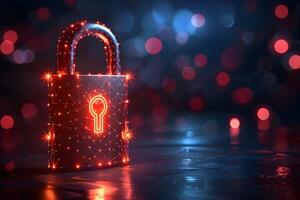 Digital Security Network Concept with Futuristic Lock Design for Online Safety photo