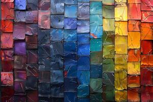 Vibrant Abstract Mosaic Art with Multicolored Textured Tiles for Modern Design photo