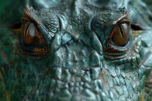 Close-Up of Reptilian Eyes and Textured Scales for Nature and Wildlife Themes photo