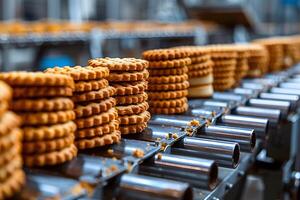 Automated Biscuit Production Line in Modern Factory Setting photo