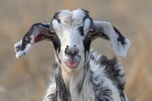 Playful Goat in Natural Habitat Capturing Nature's Charm for Wildlife Photography photo