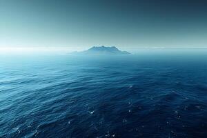 Secluded Island Across Pristine Ocean Horizon for Tranquil Travel Concepts and Nature Posters photo