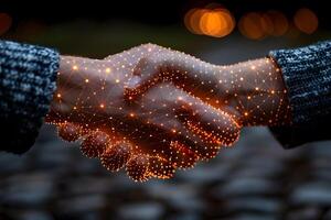 Digital Connectivity in Business Handshake with Network Overlay for Modern Partnership photo
