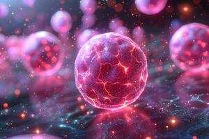Glowing Abstract Neon Orbs in a Sci-Fi Digital Cosmos photo
