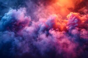 Abstract Colorful Smoke Clouds in Motion - Vivid Hues and Dynamic Light Play for Creative Design and Art photo