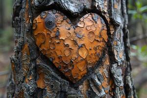 Heart-Shaped Tree Bark with Natural Texture in Forest Setting photo