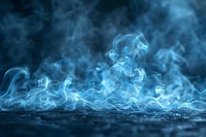 Abstract Blue Smoke Swirls on Dark Background for Modern Design Concepts photo