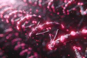 Abstract Visualization of DNA Helix with Glowing Particles in a Cosmic Setting photo