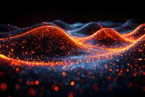 Dynamic Flow of Glowing Particles in Abstract Waveform for Digital Art and Design photo