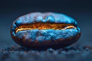 Golden Glow in Roasted Coffee Bean Under Soft Light - Macro Photography for Detailed Textures photo