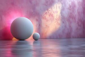 Abstract Contemporary Art with Spheres and Pink Gradient Background for Creative Design Projects photo