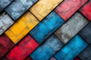 Abstract Geometric Pattern with Colorful Textured Panels for Modern Design photo