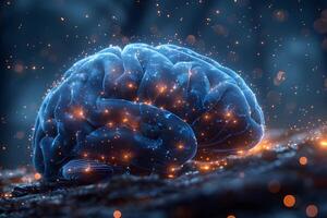Futuristic Neural Network Visualization with Digital Brain Concept photo