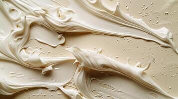 A close up of white frosting on a surface photo