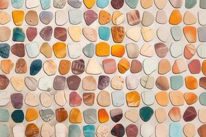 A large collection of colorful stones arranged in a pattern photo