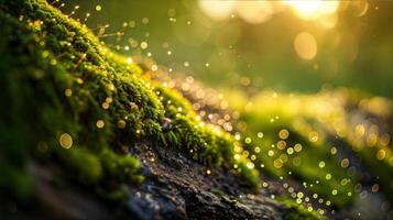 A close up of moss and sunlight photo