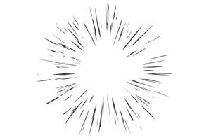 Manga speed lines effect. Comic radial superhero background with rays of light. Bomb explosion frame. Abstract roar scream and concentric glow. vector