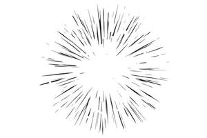 Comic speed lines effect. Manga radial explosion background. Anime burst. Perspective motion of rays. Superhero frame. Abstract blast scream and glow. Center of impact. vector