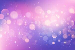 Purple and pink unicorn background with stars and bokeh. Magic cute gradient sky with glitter. Abstract space with soft light. Soft ombre gradation wallpaper vector