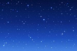 Blue starry night sky background. Dark space. Magic gradient galaxy with twinkles and constellations. Cosmic backdrop. vector