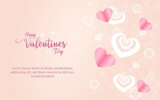 Valentines Day banner and background design with glossy and shiny pink hearts vector